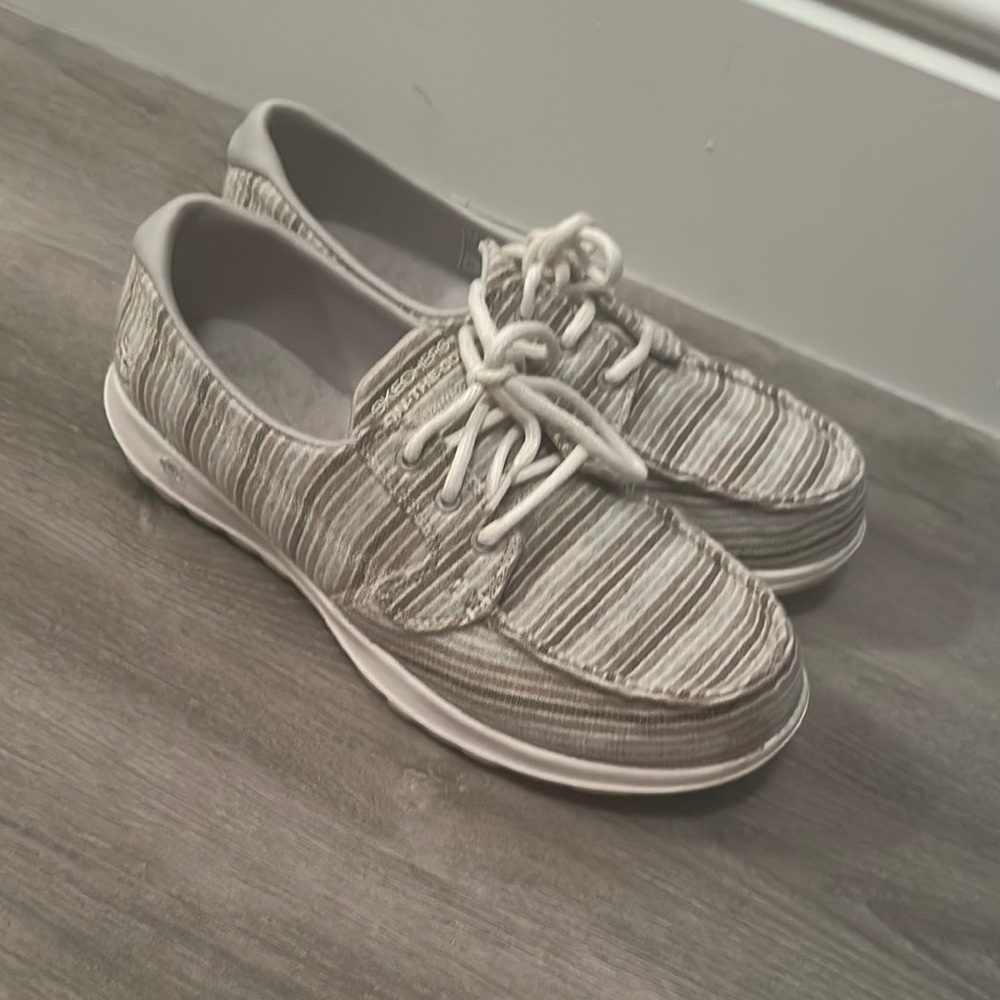 Skechers on the go Striped Casual Lace-Up boat shoes